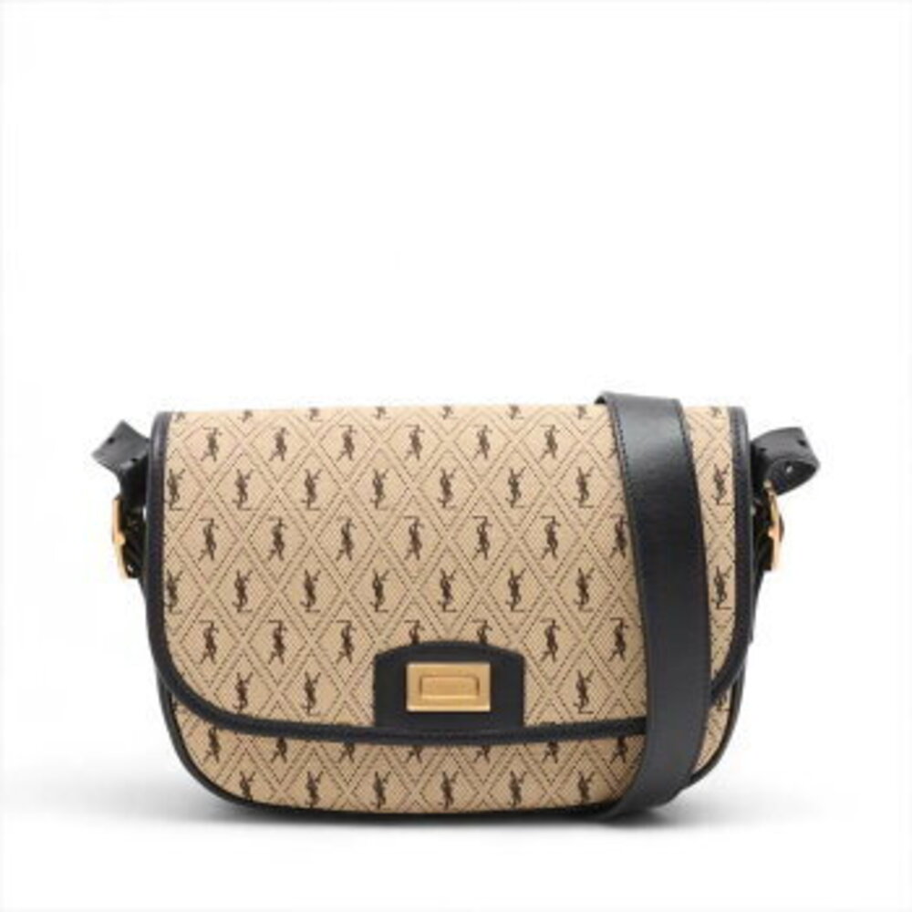 Saint Laurent Paris Satchel Monogram All Over Leather Shoulder Bag